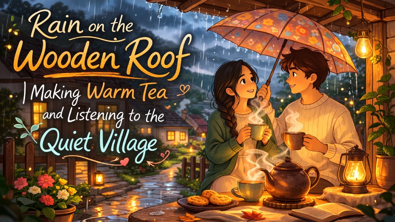 Rain on the Wooden Roof  Making Warm Tea and Listening to the Quiet Village — Ghibli-Style ASMR