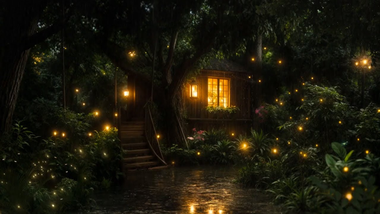 Rainy Night in a Forest Cabin 🌧️ Calm Ambience to Unwind