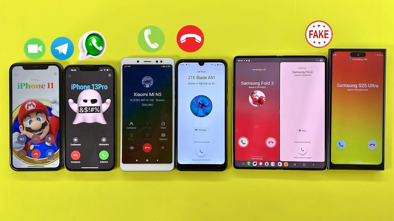 iPhone 13Pro/11 Face Time+WhatsApp+Telegram/ Incoming Outgoing Call Redmi 5+ZTEA51/FAKE CALL Samsung