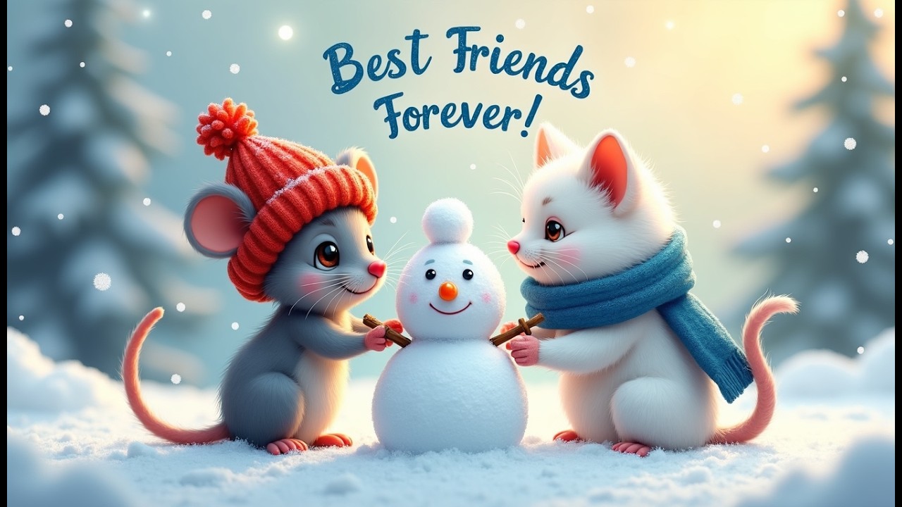 Snowy Day Mouse and Cat | A Fun Winter Friendship Song for Kids