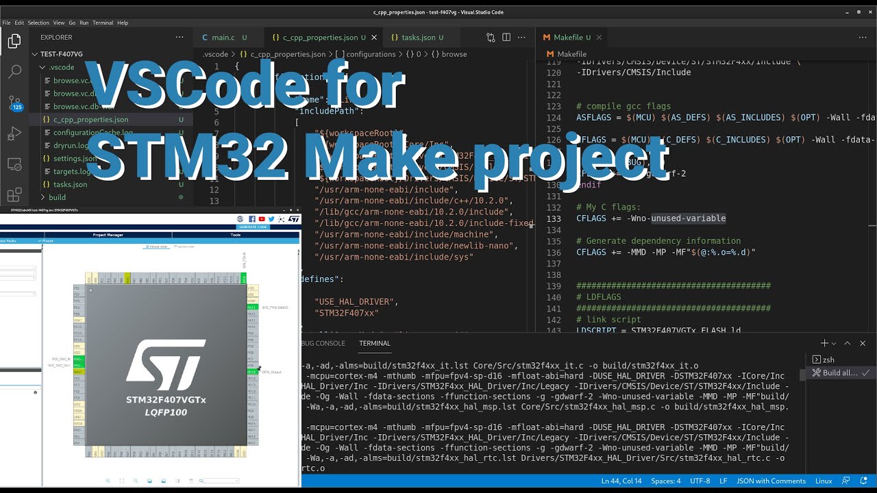 Configure VSCode for Embedded project (STM32) with Make | VIDEO 43