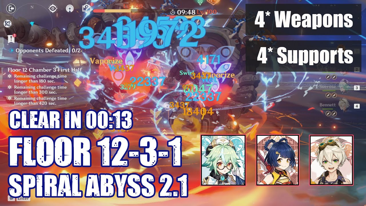 C0 Childe Vaporize Comp ft. Sucrose Vs. 2 Ruin Guards 13s [Spiral Abyss 2.1 Floor 12-3-1]