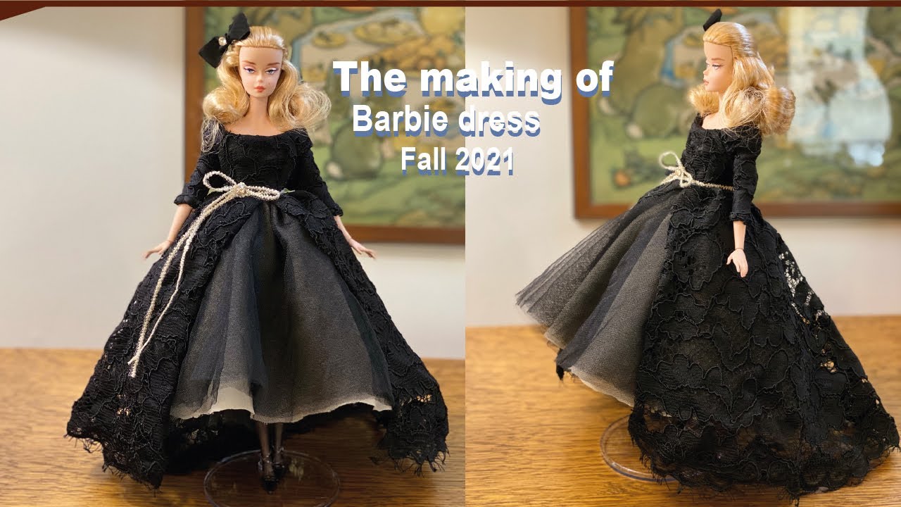 Fall 2021 collection👗 Barbie doll dress diy barbie clothes sewing ❤️ black evening gown petticoat