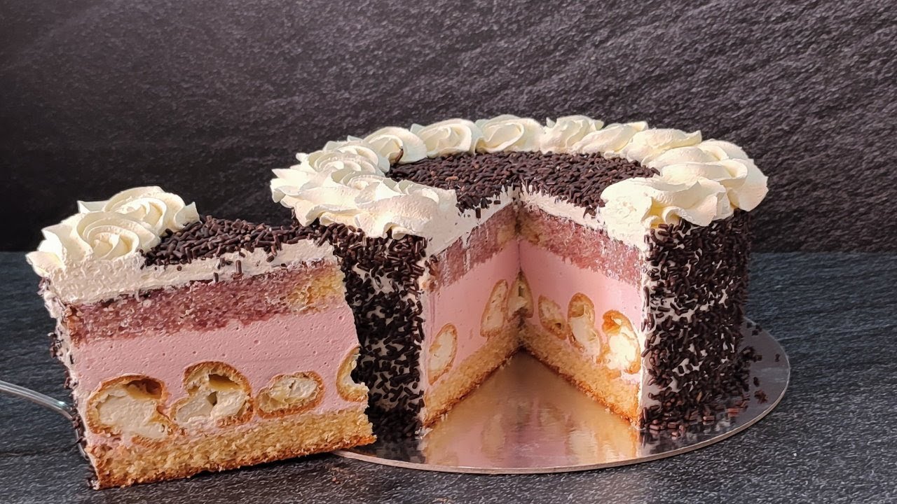 нереально вкусный Торт малиновый с ПРОФИТРОЛЯМИ! Тает во рту! Windbeuteltorte!