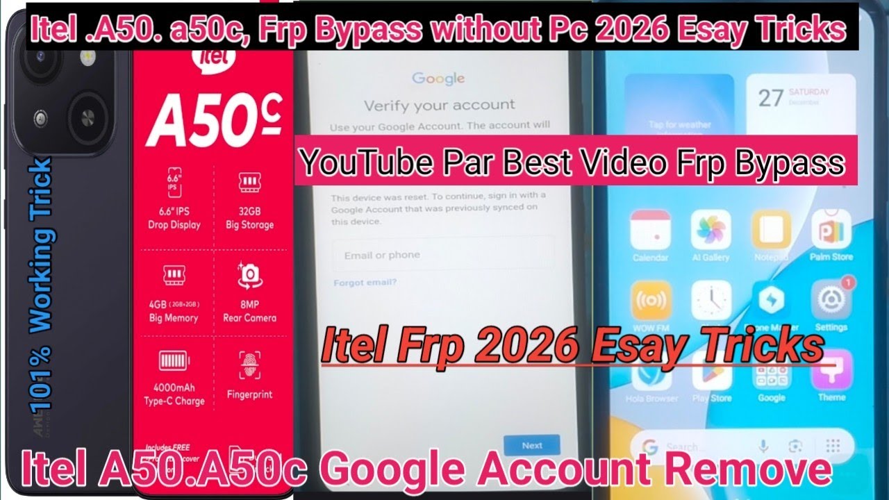 itel a50c frp bypass itel a50 google account remove 100% Working 