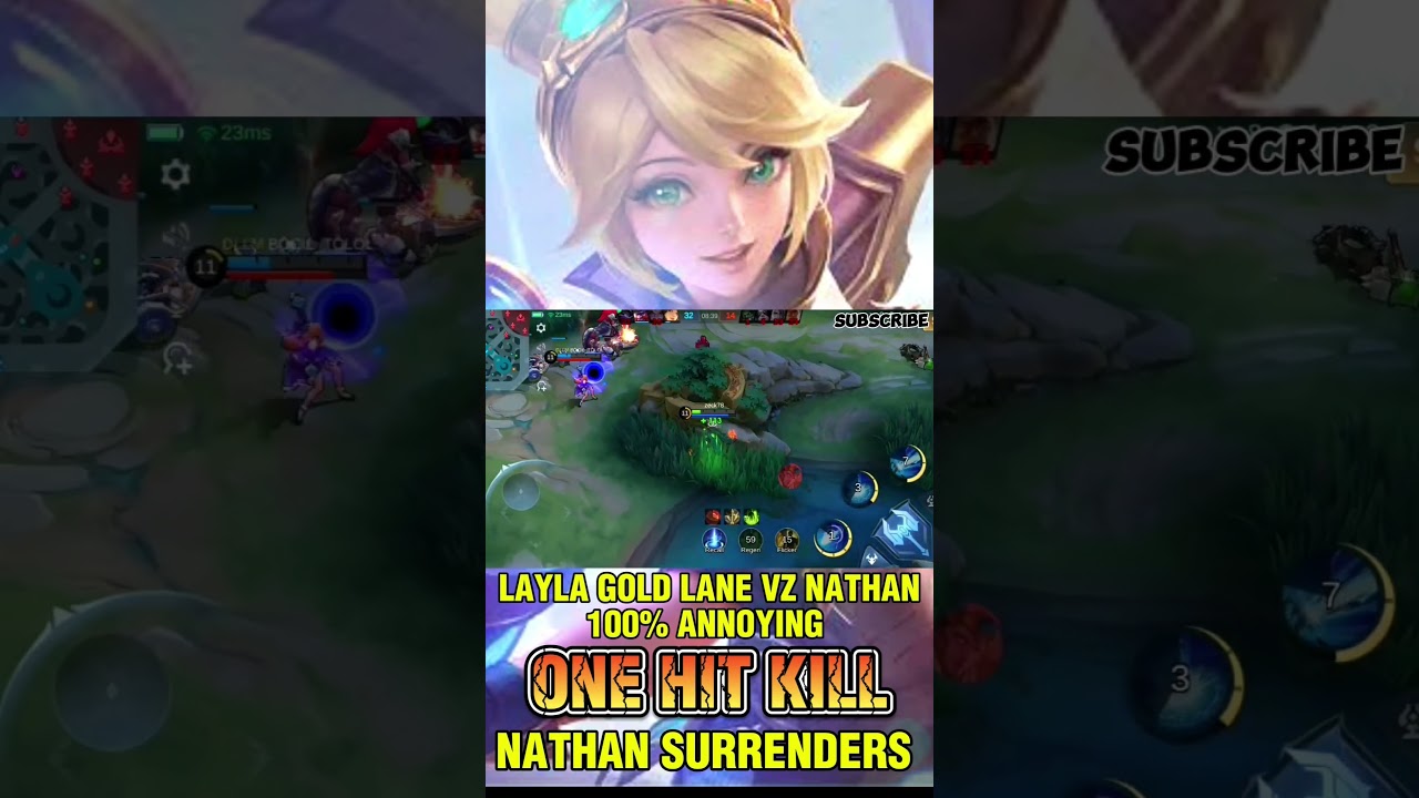 Layla Gold lane vz Nathan 100% Annoying! One hit kill! Nathan surrenders 