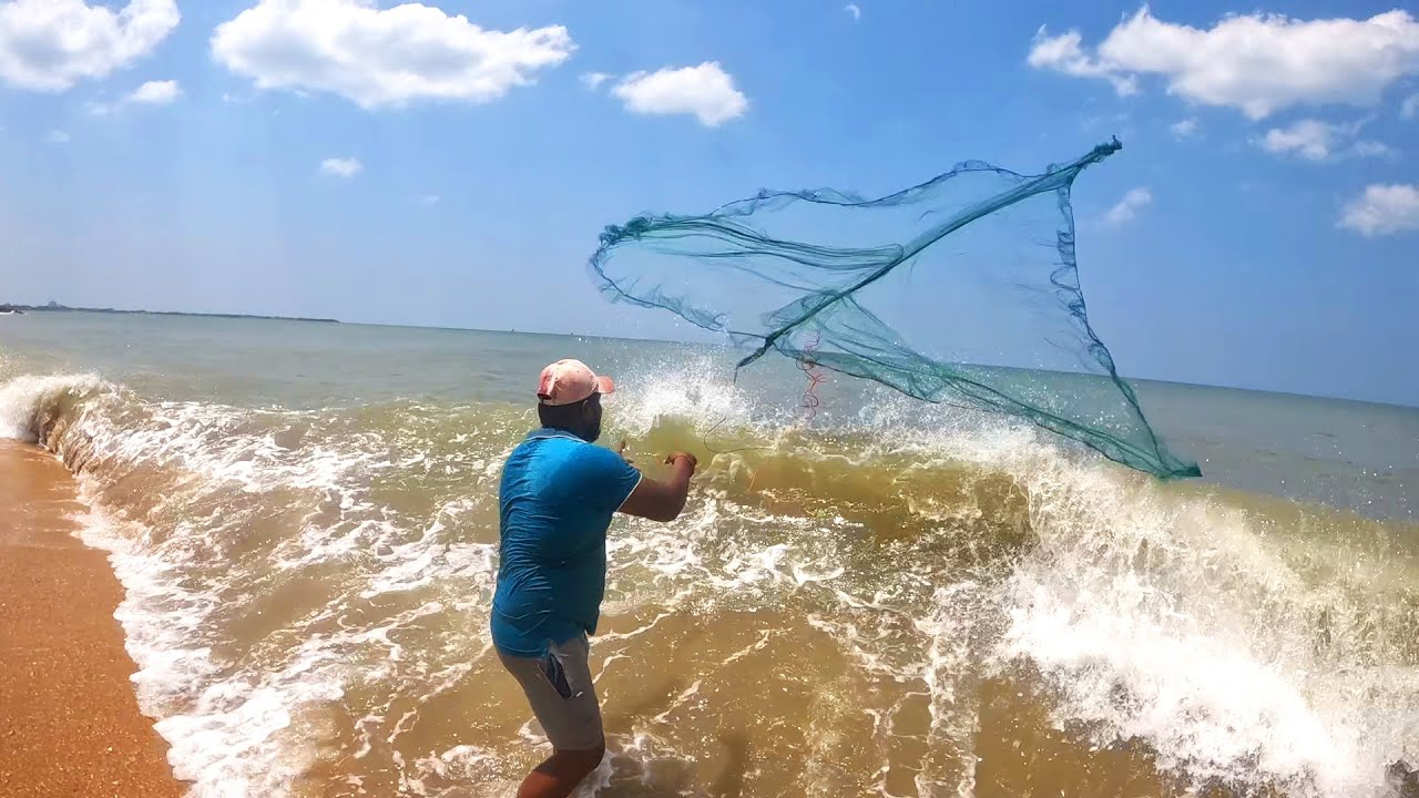 Most Satisfying Cast Net Fishing In Sea I Cast Net Throwing In sea