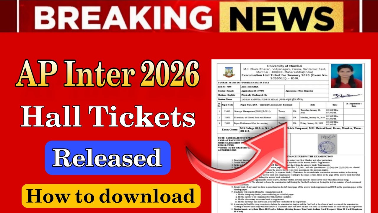 Ap INTER 2026 || Hall Tickets RELEASED | How to download | Direct Link Available |#apinter2026 