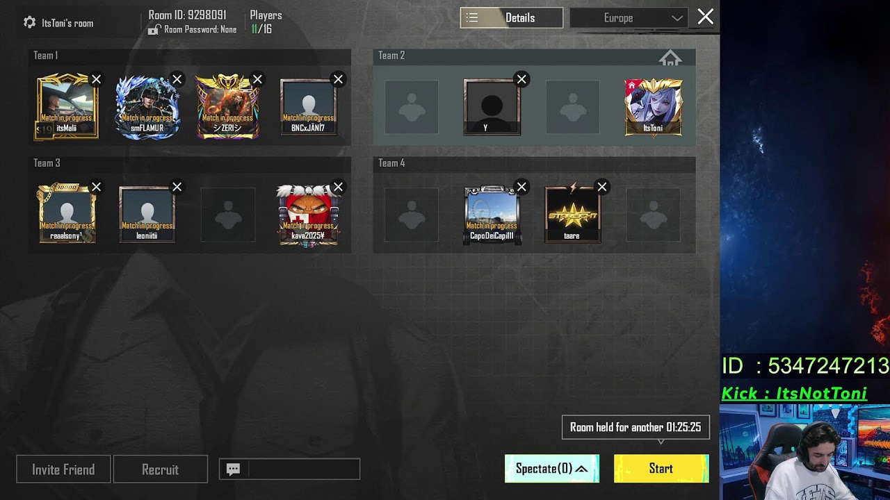 ItsToni LIVE – Room with  330 UC soon 🎮🔥