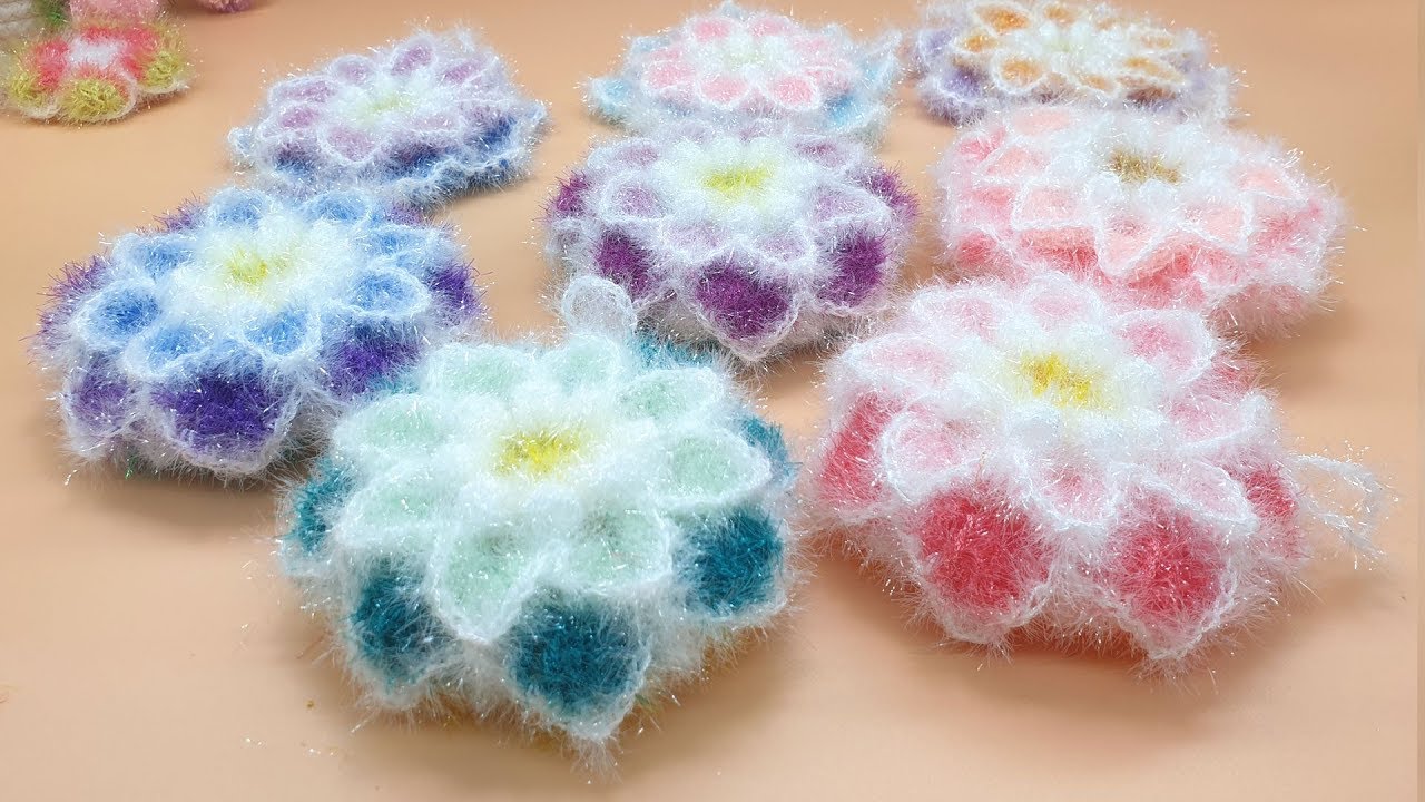 [코바늘뜨개crochet] 라일리 호빵 수세미뜨기  Crochet Dish Scrubby