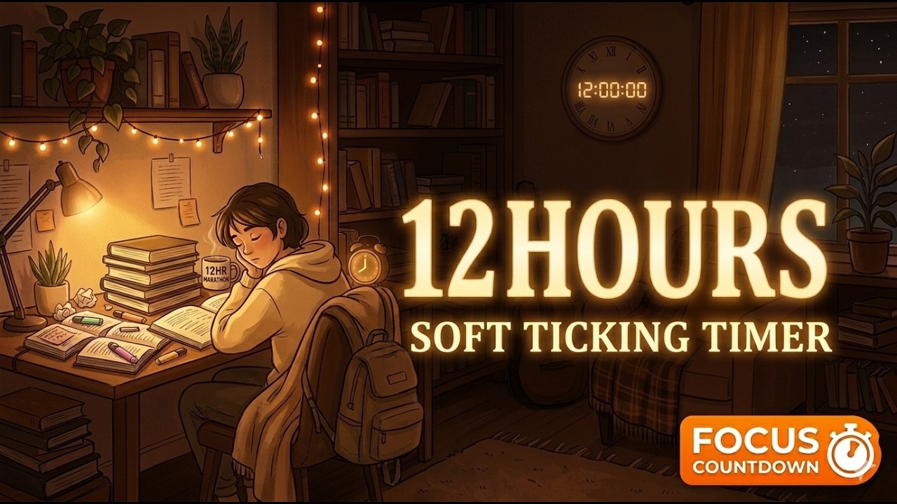 12 Hour Soft Ticking Sound | Focus Timer