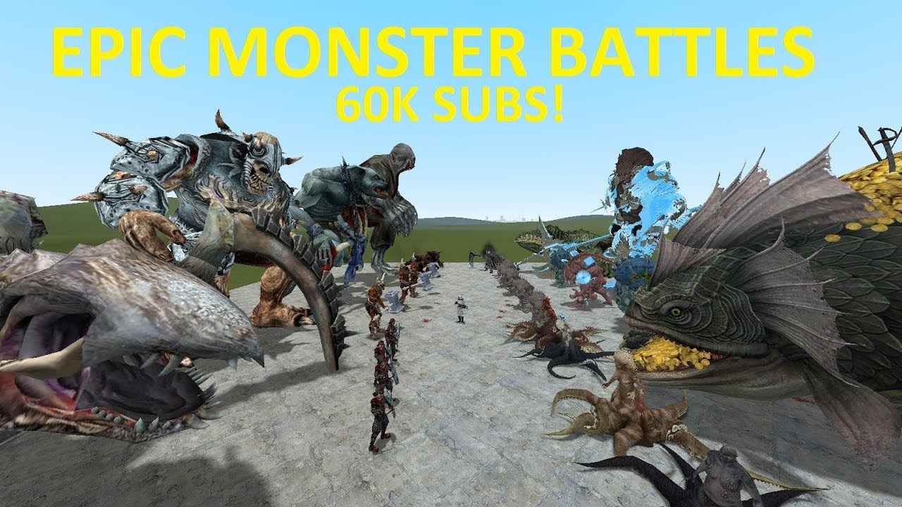 EPIC MONSTER BATTLES - 60K SUBS! - GMOD-FIGHTS
