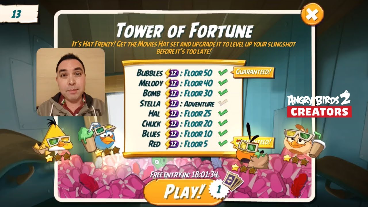 First time ever! All Movies Hats in one run Tower of Fortune, Cinematic Adventure Angry Birds 2
