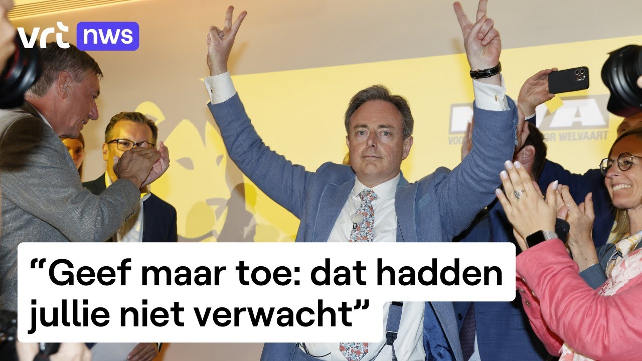 Triomfantelijke N-VA-voorzitter De Wever houdt toespraak