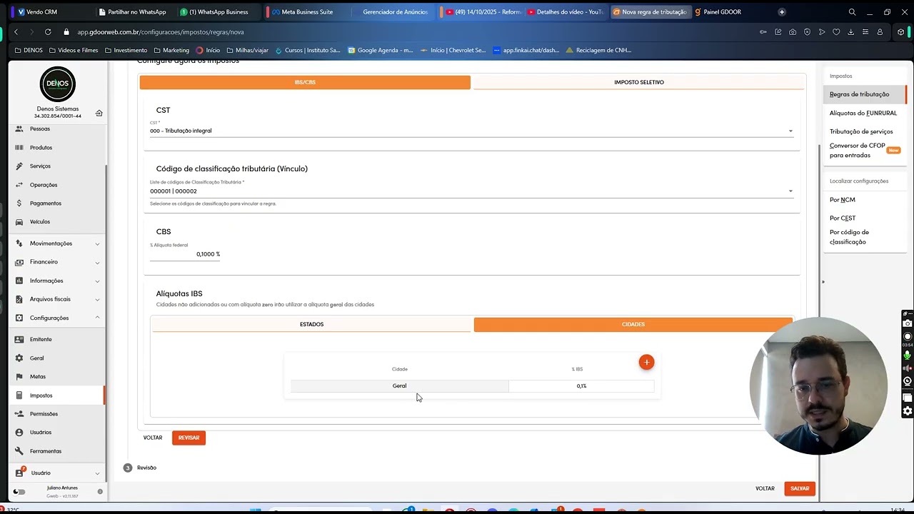 Cadastrar Regras IBS e CBS no seu sistema Gweb
