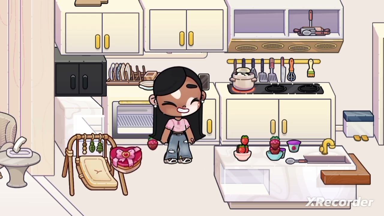Rotina  da mãe e a  Beatriz  fazendo  morango  do amor no Avatar World 