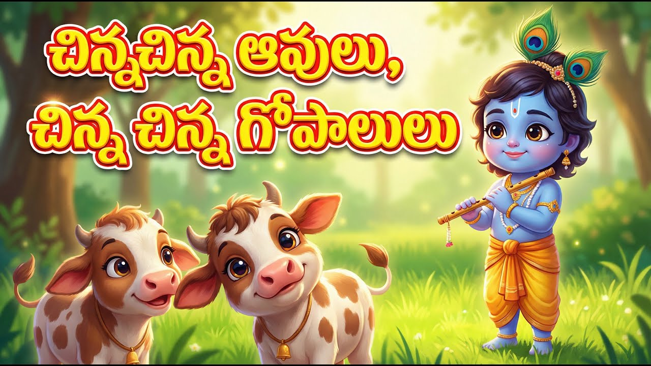 Choti Choti Gaiya chote chote gwal | Krishna Kids Song | Bal Krishna Rhymes | Kids Bhajan - Telegu