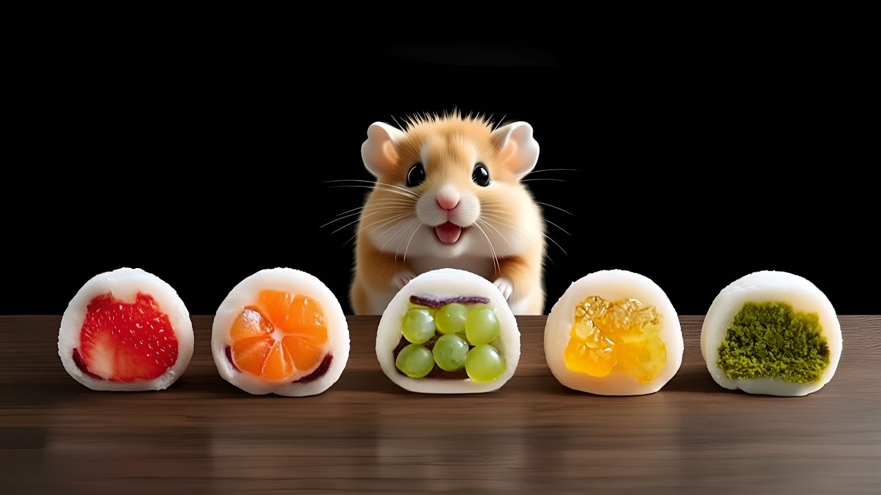 🧁 Chewy Korean Mochi Eating ASMR by a Tiny Hamster