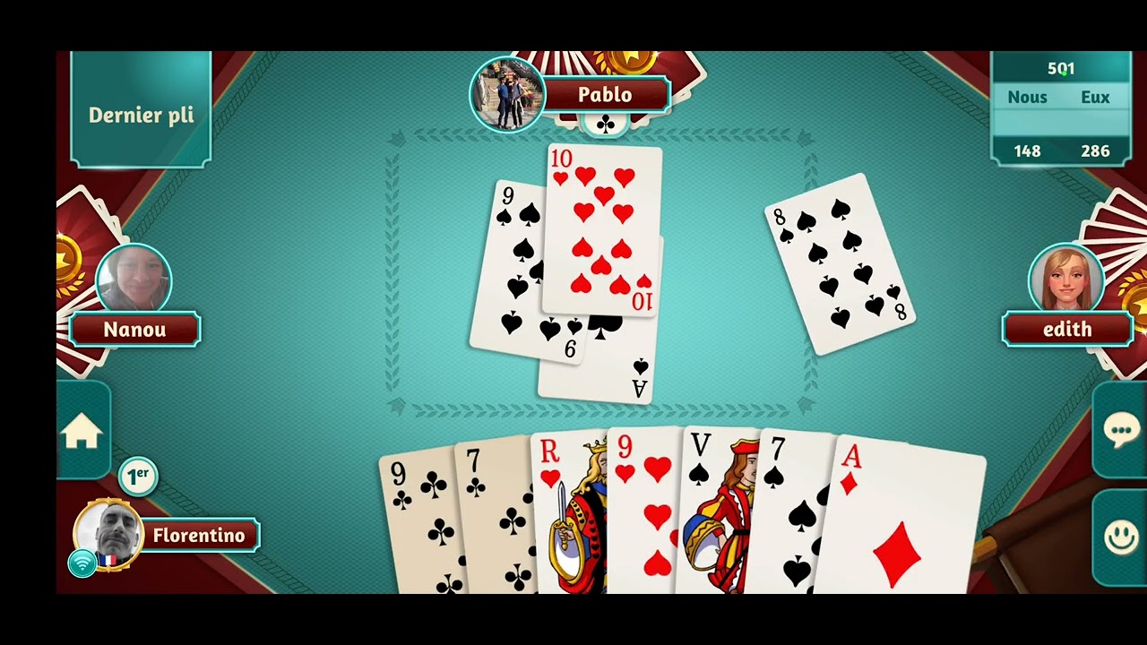 partie de belote en ligne lvl challengeur 2/2