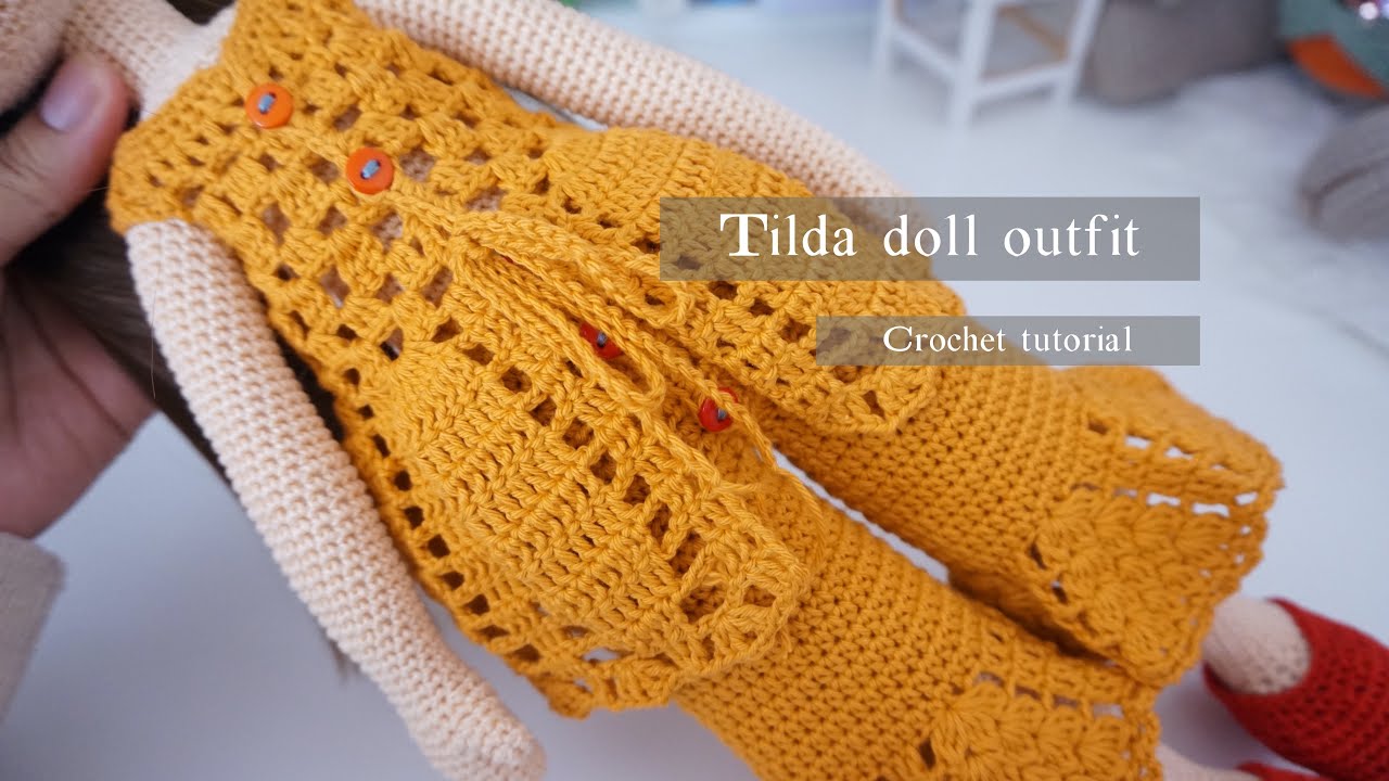 Tilda doll outfit ( Top cardigan 👗 crochet tutorial )
