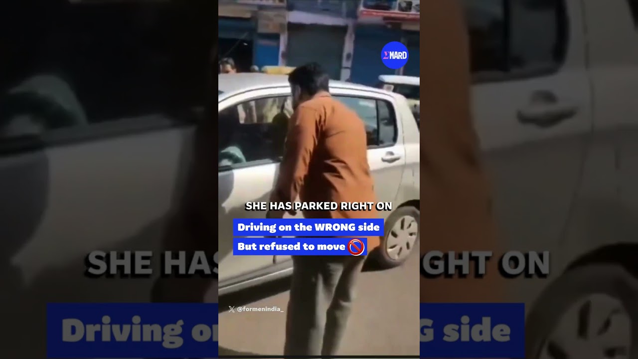 Lady says she's a woman so she can drive on the wrong side | holds up traffic - refuses to reverse