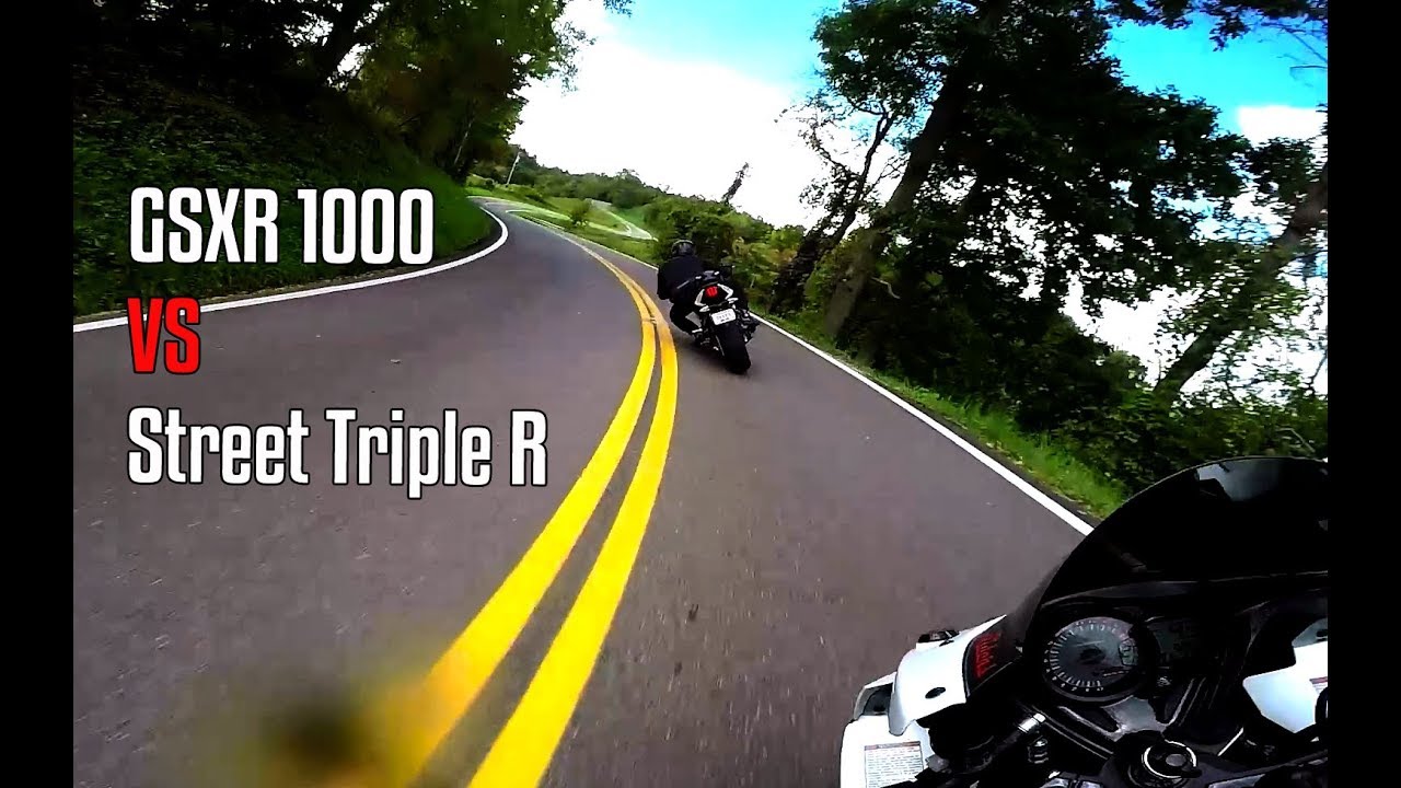 GSXR 1000 Vs Street Triple R: Triumph vs Suzuki Chase cam Twisty Group ride