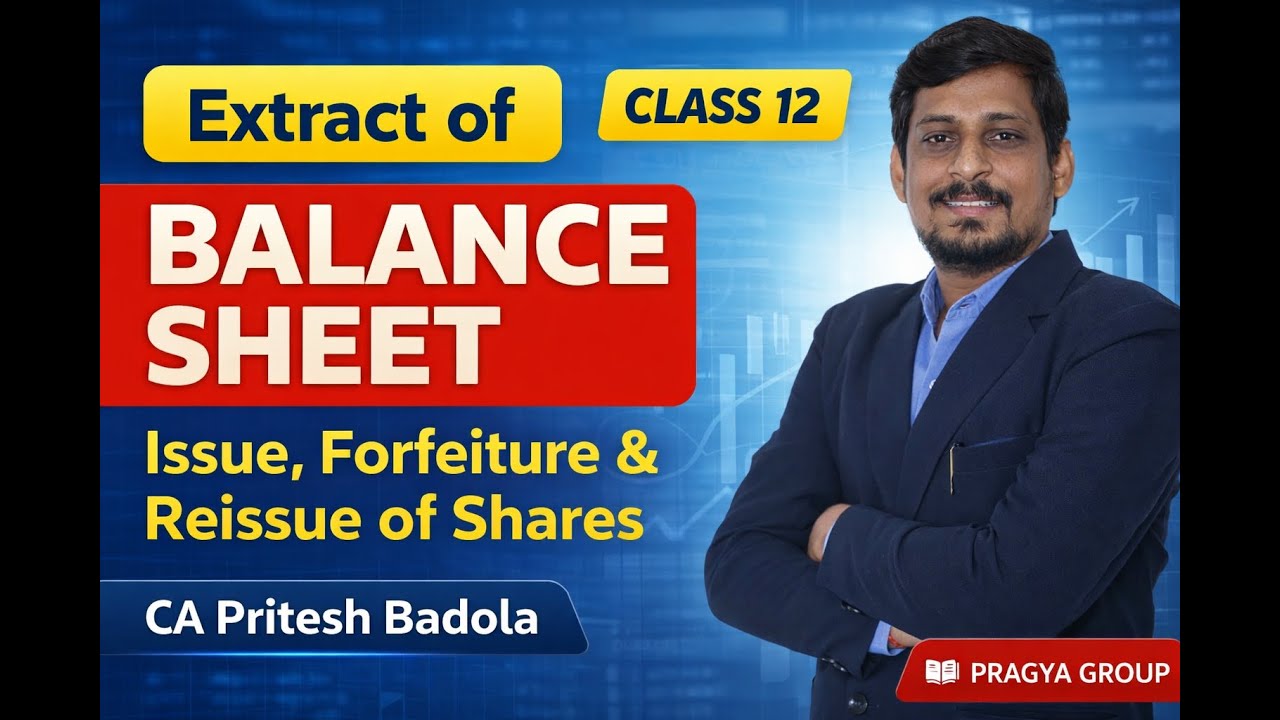 Important Questions Extract of Balance Sheet ,Issue,Forfeiture & Reissue of Shares |Class12 Accounts