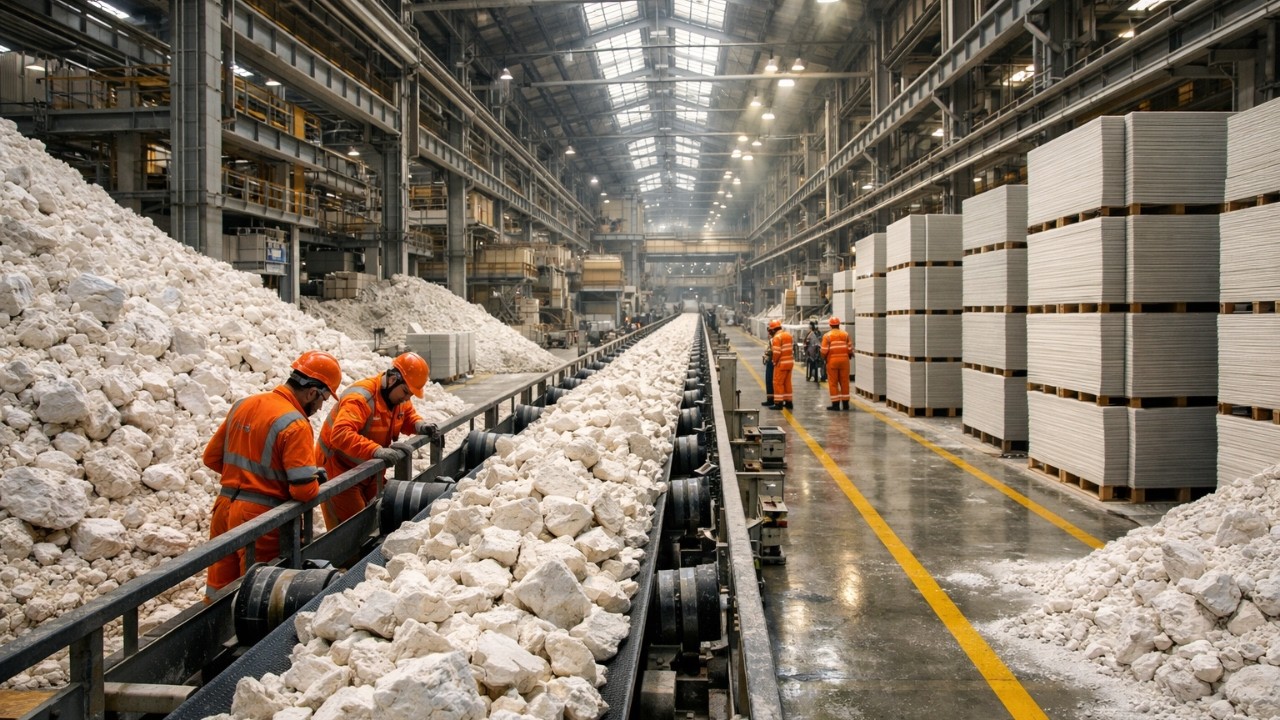 How Gypsum Becomes Drywall in Mega Factories (Full Manufacturing Process)