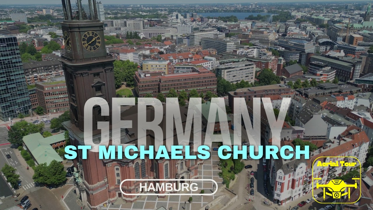 Aerial Drone Views of St. Michael's Church, Hamburg with Chill Lounge Music