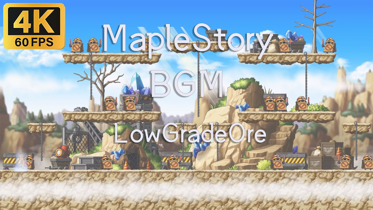 🍁4K60FPS MapleStory 新楓之谷 2-Hours Seamless Version BGM （LowGradeOre） Study asmr Enjoy