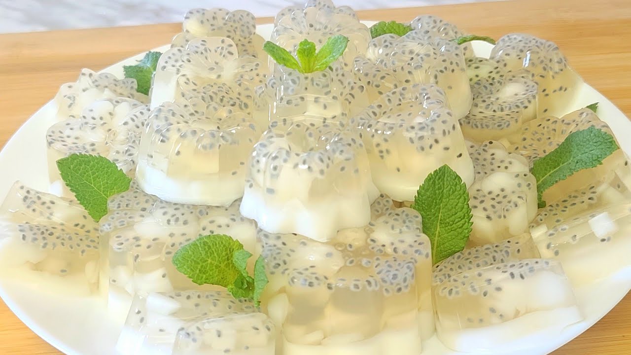 Ăn tới đâu là mát tới đó Thạch Dừa Hạt É Đường Phèn|Coconut jelly and red basil seed
