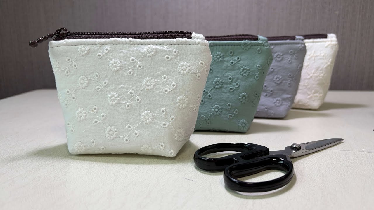 미니 꽃자수 파우치 만들기 | How to make a mini pouch | Gift Sewing Idea