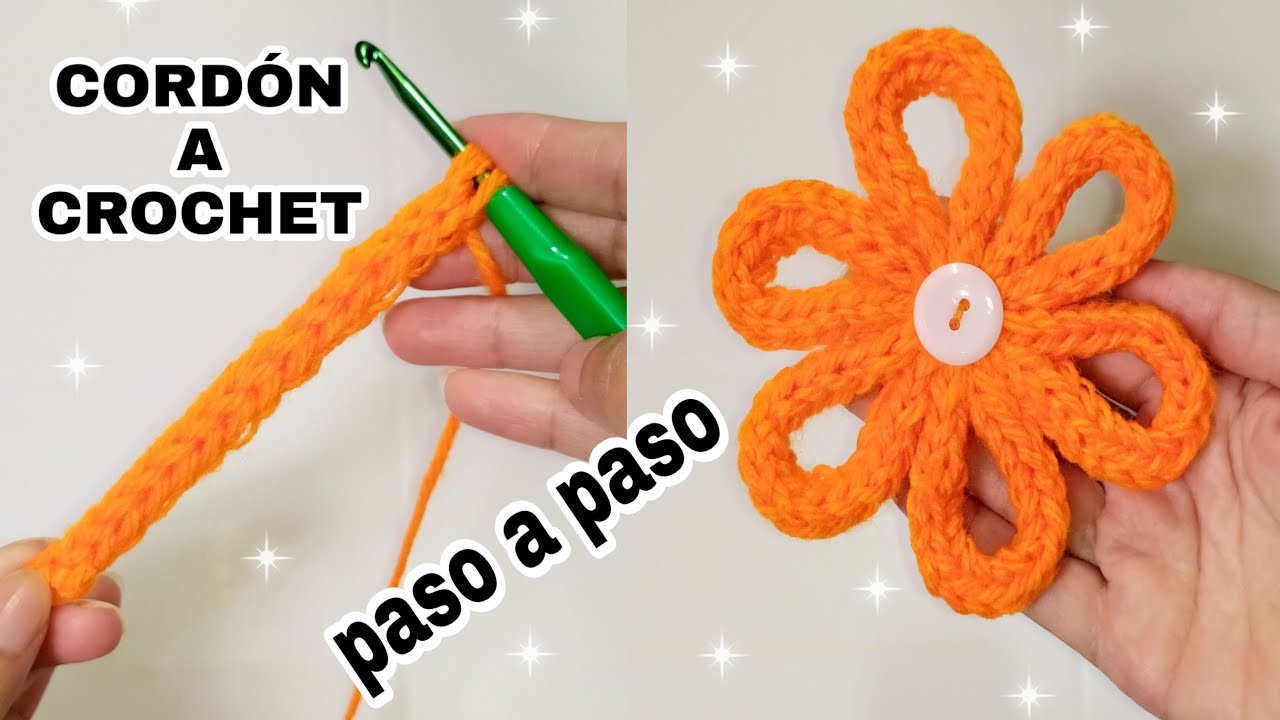 CÓMO TEJER UN CORDÓN A CROCHET 💞 CÓMO HACER UNA FLOR CON UN CORDÓN / knit a cord 😘