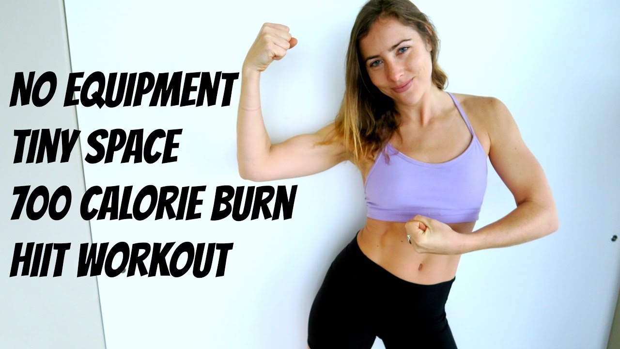 700 Calorie NO EQUIPMENT HIIT for TINY SPACES