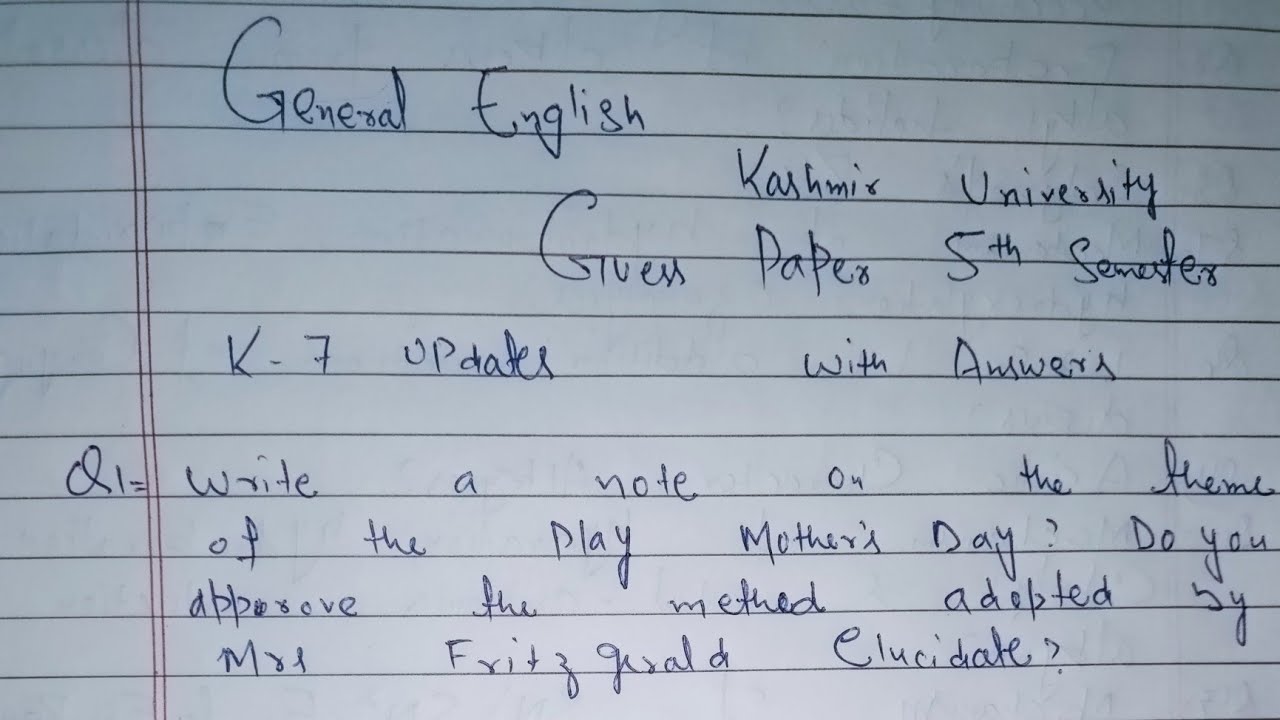 General English  Guess paper 5th semester  Kashmir University with Answers 2022