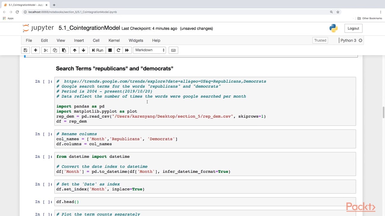 Time Series Analysis with Python 3.x : How to Work with Cointegration Models | packtpub.com