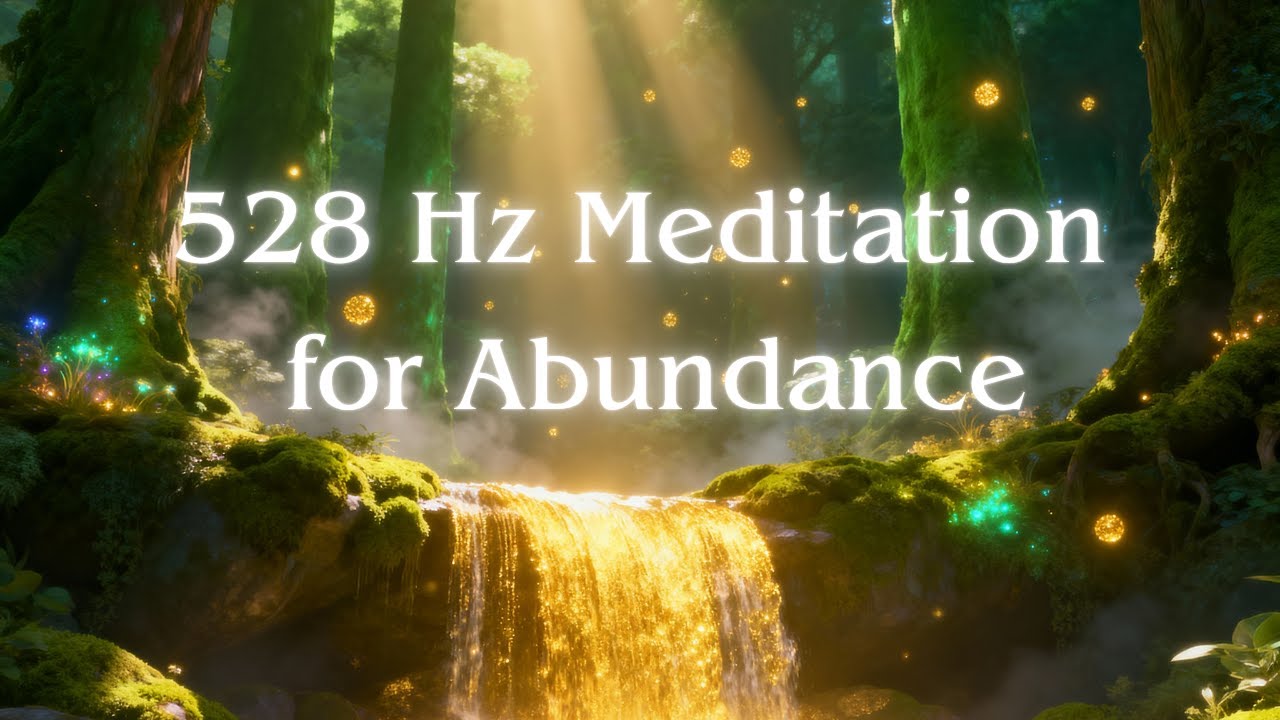 528 Hz Abundance Meditation | Enchanted Golden Waterfall for Prosperity & Alignment