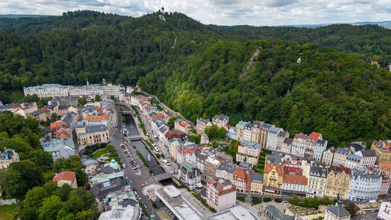 Karlsbad (Karlovy Vary) - Czech Republic - Summer 2023 - drone aerial shot in 4K HDR