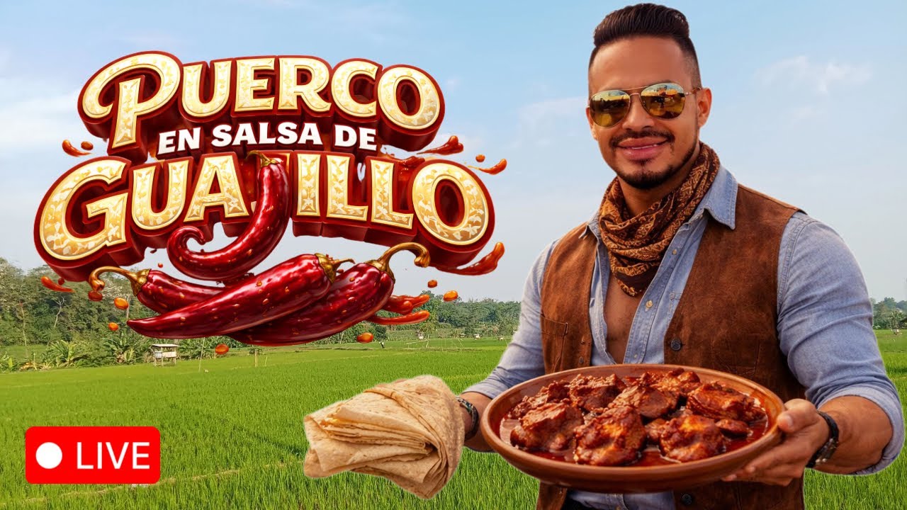 Puerco en salsa de Guajillo estilo rancho! Con tortillas a mano! #live #receta #cocina 
