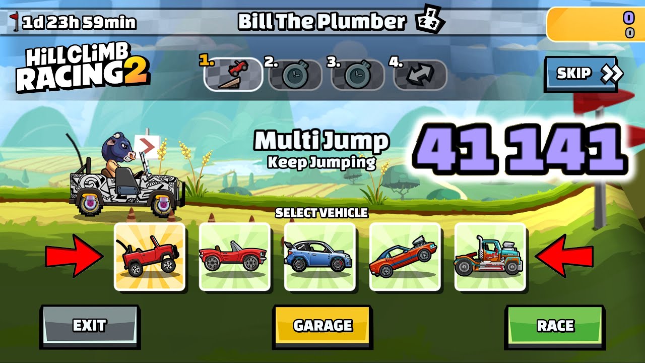 Hill Climb Racing 2 – 41141 (42105) points in BILL THE PLUMBER Team Event