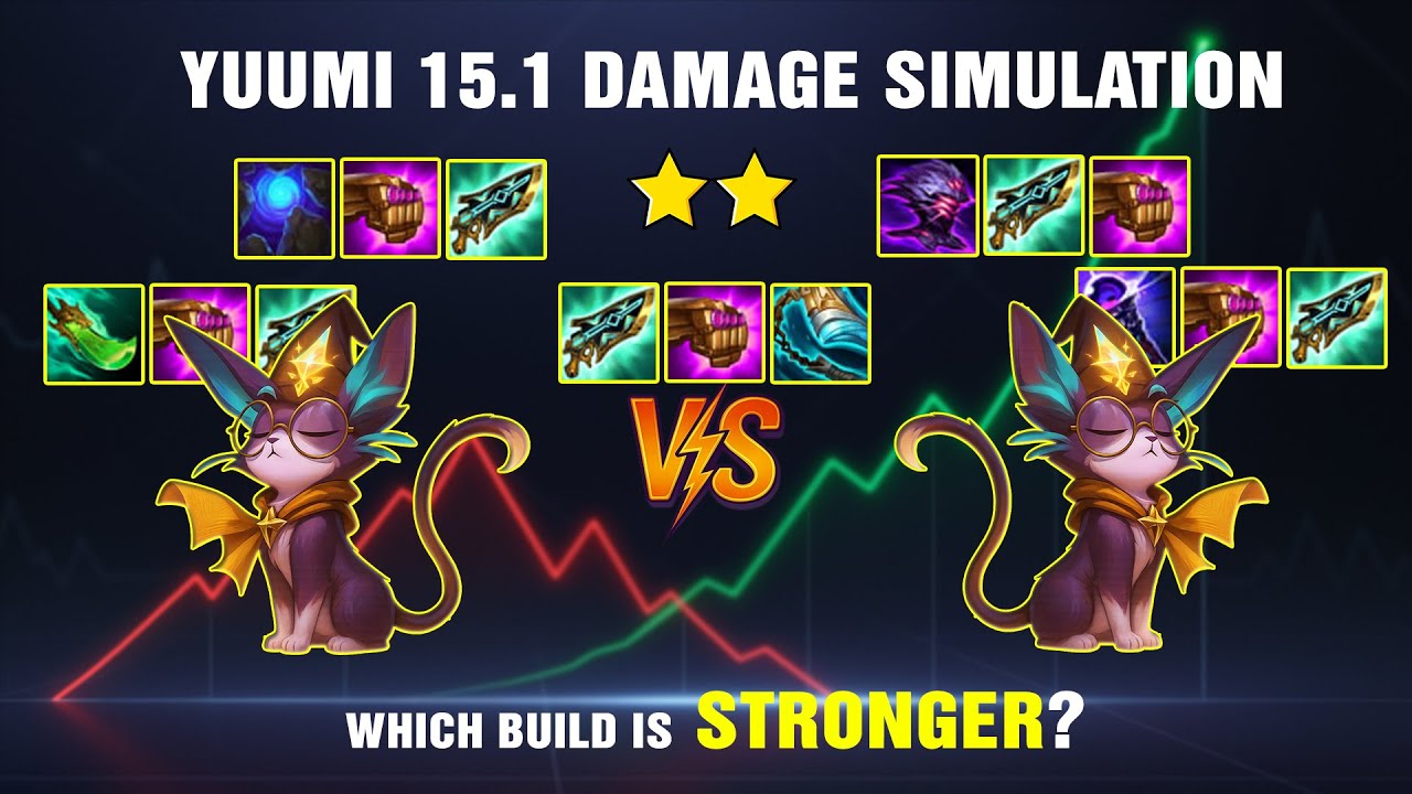 2-Star Yuumi Academia (Patch 15.1) TFT Build Guide Hextech Gunblade vs Striker's Flail Comparison