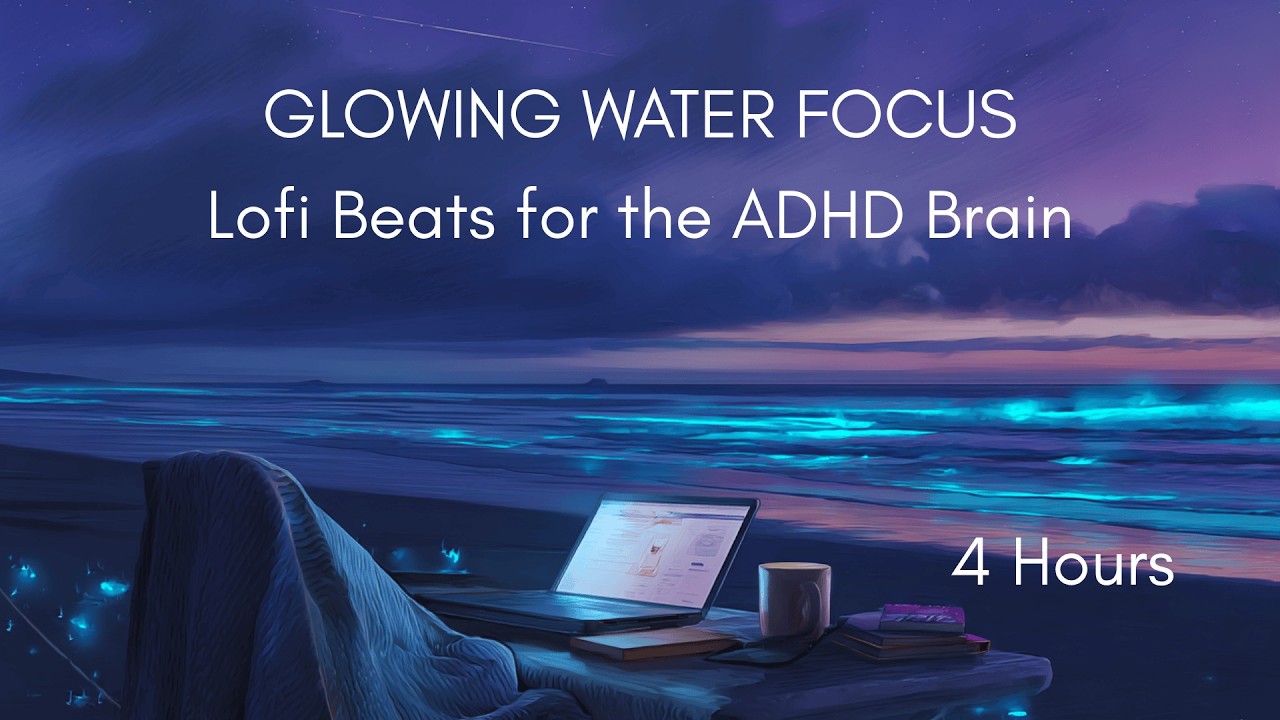 ADHD Focus in Glowing Water - 4 Hours Bioluminescent Bay for Wonder Work | Living Light Magic