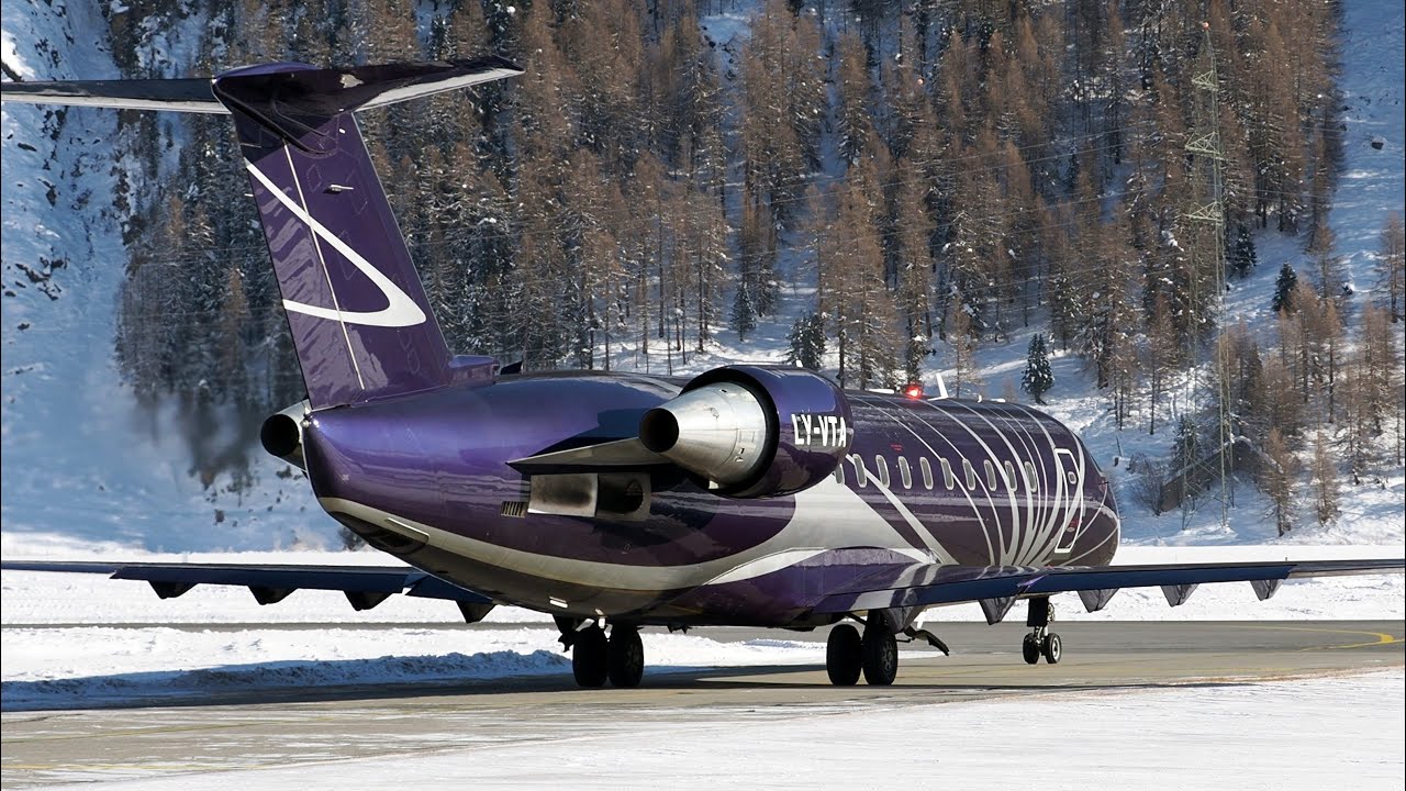 KlasJet Challenger 850 | St.Moritz LSZS Samedan | Engadin Airport [4K]