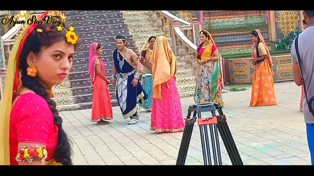 एक साथ दो-दो राधा नजर आई राधा कृष्ण के सेट पर देखिए फिर क्या हुआ🤔🤔🤔 #arjunstarvlog