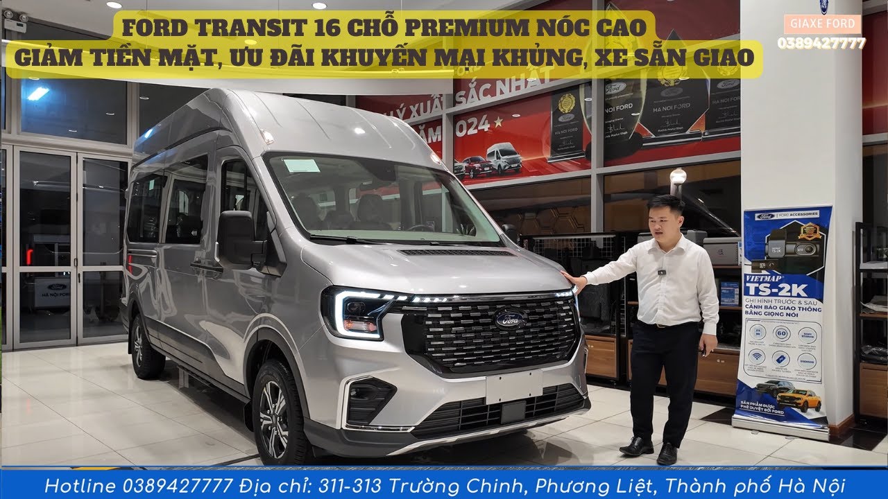 Giá xe Ford Transit 16 chỗ Premium nóc cao| Giảm tiền mặt lớn, Ưu đãi khuyến mại nhiều, Xe sẵn giao