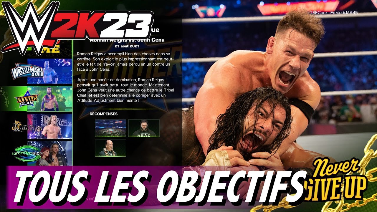WWE 2K23 - TOUS LES OBJECTIFS - GRANDEUR NATURE - ROMAN REIGNS VS JOHN CENA - MODE SHOWCASE