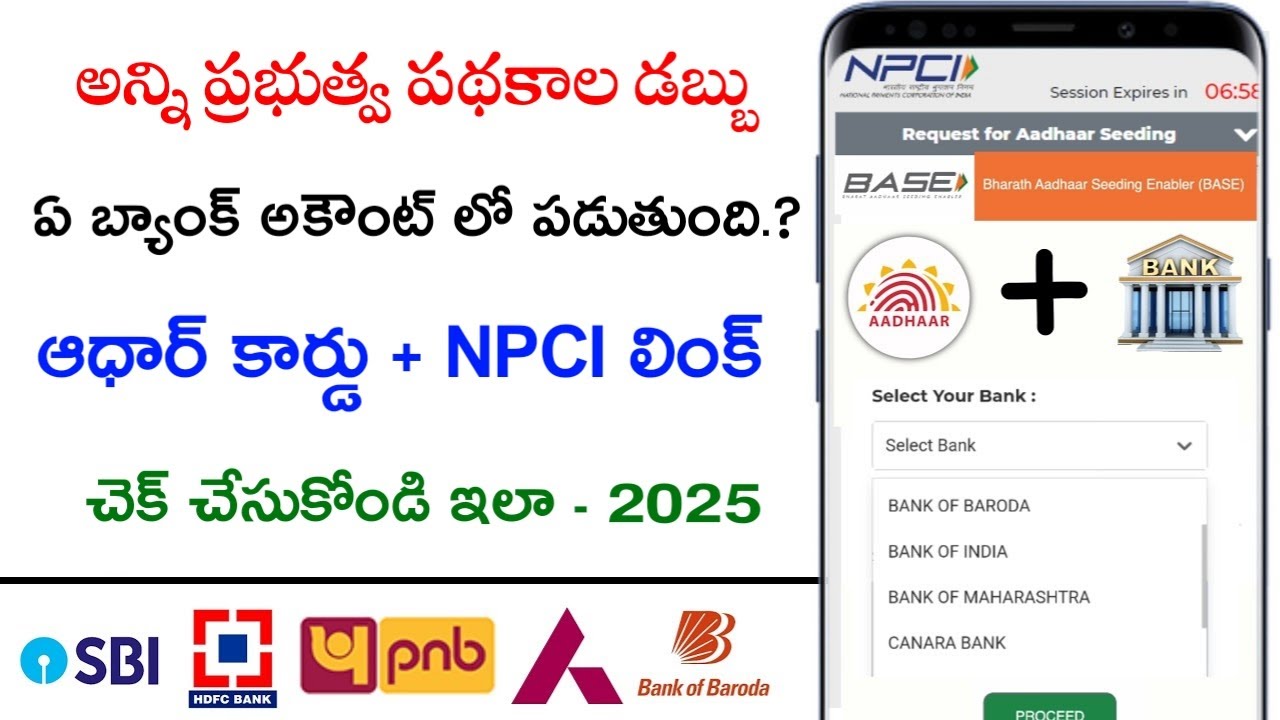 How to Check Aadhar Npci Link status | Aadhar Linked Npci | npci bank account link telugu
