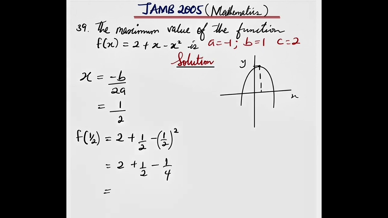 JAMB 2005 | MATHEMATICS | Question 39