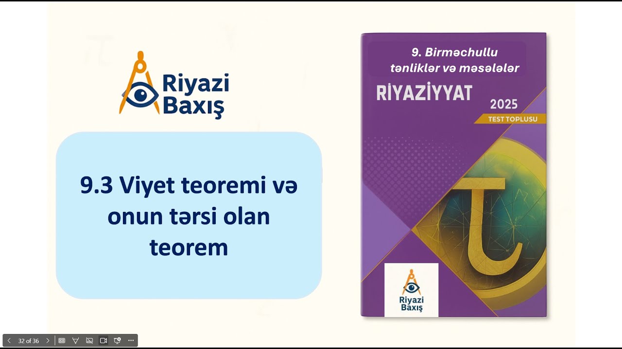 Viyet teoremi və onun tərsi olan teorem | Nümunə sualların izahı (DİM 2025)