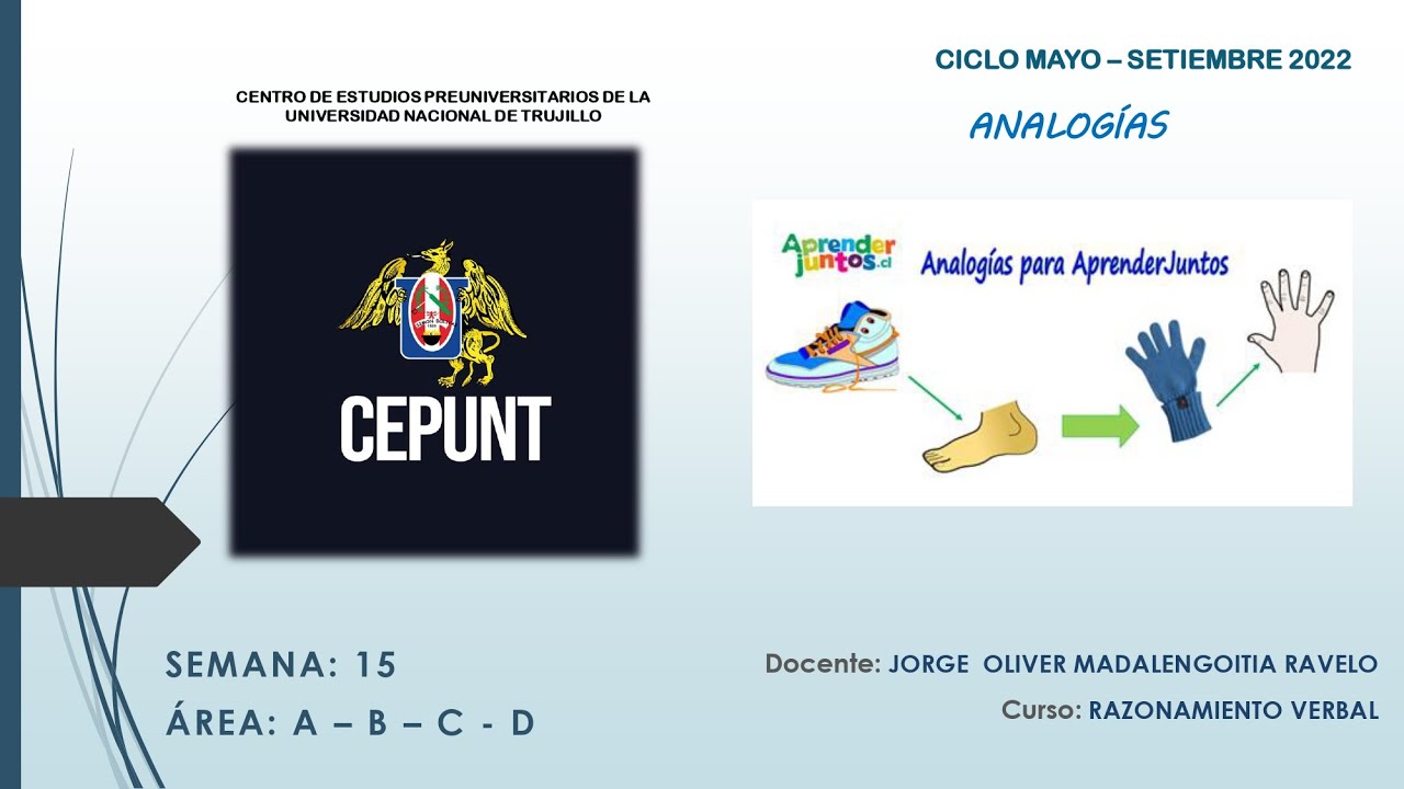 [RAZONAMIENTO VERBAL] ANALOGÍAS 🦶🧦| CEPUNT CICLO COMPLETO
